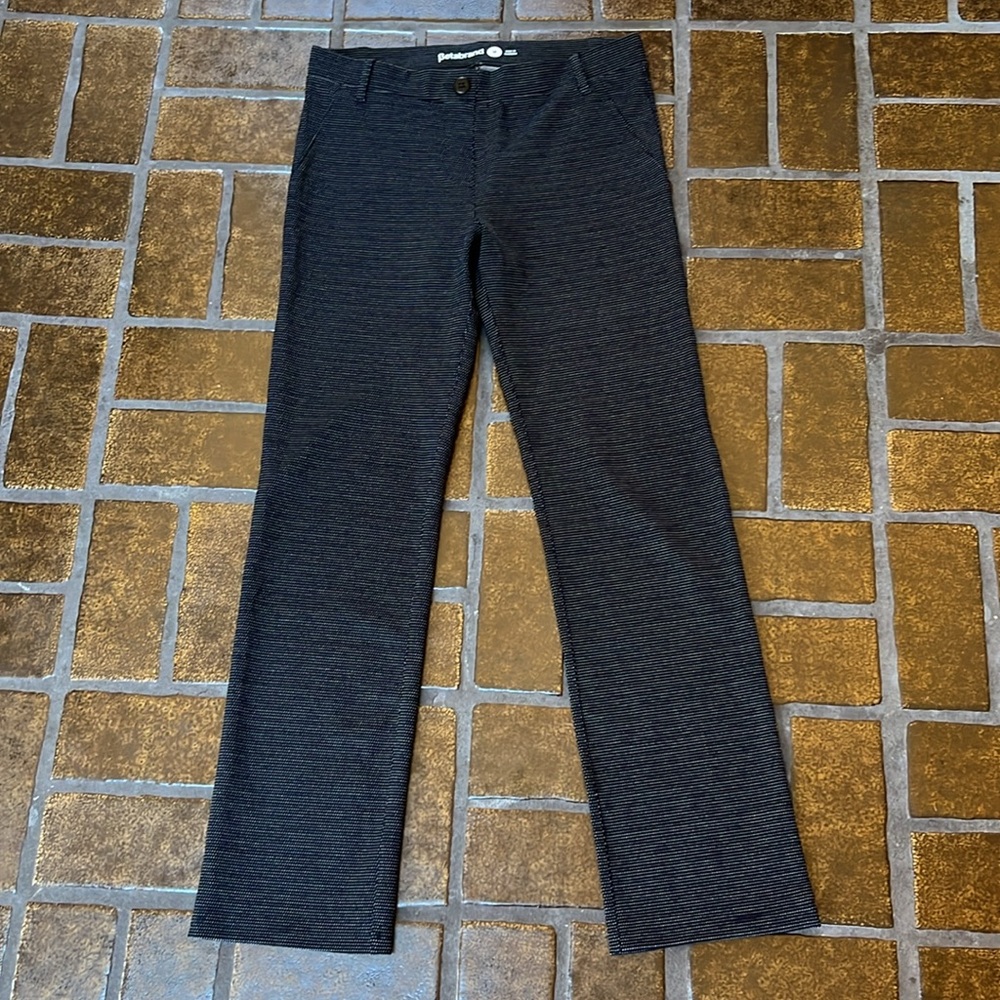 Betabrand Black & White Tiny Dot Print Pull-On Bootcut Knit Pant